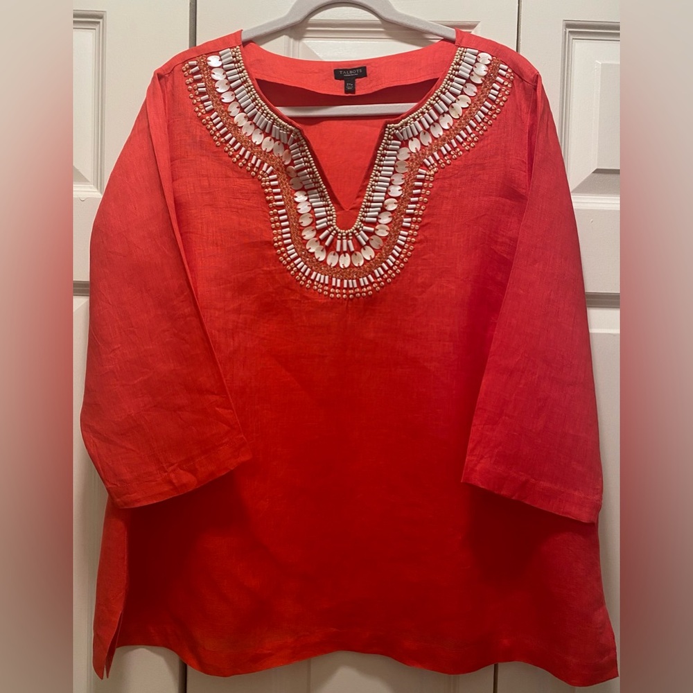 Talbots Beaded Linen Tunic